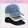 Casquette de baseball en jean brodée de petites marguerites avec protection solaire pour un usage décontracté en extérieur