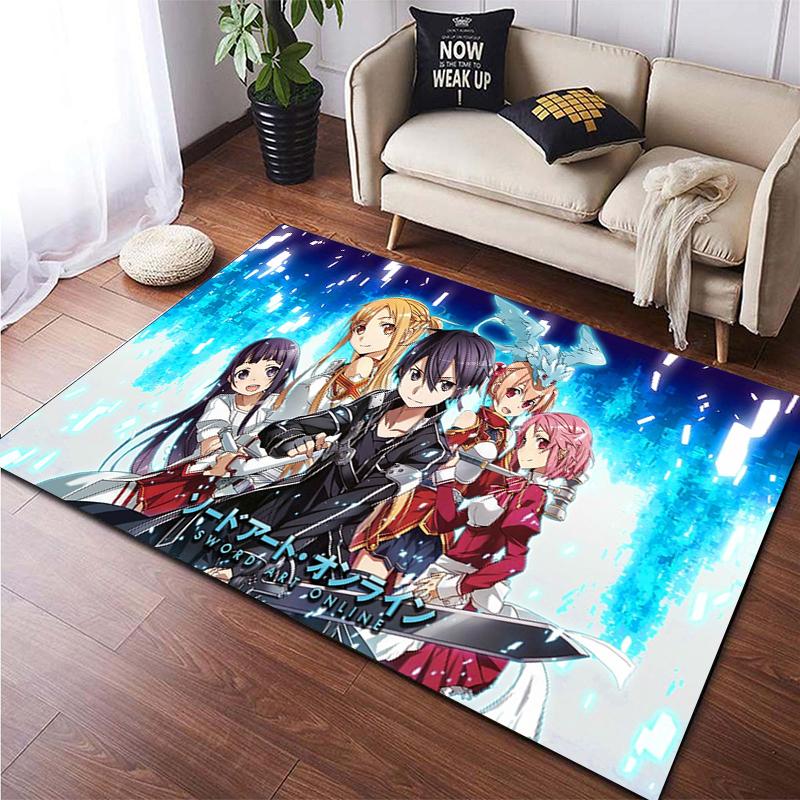 Hot Anime SAO Sword Art Online Modern House Living Room Floor Matte Bedroom Carpet Poster Mat Pattern Decorative Square Rug Gift