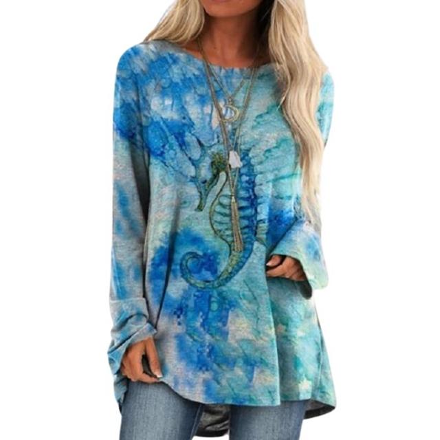 Cartoon Katzen Auf Die Baum Drucken T-shirt Langarm Frauen Tops Plus Größe Casual T-shirts 2XL 3XL Runde Beck Lose shirts Femme