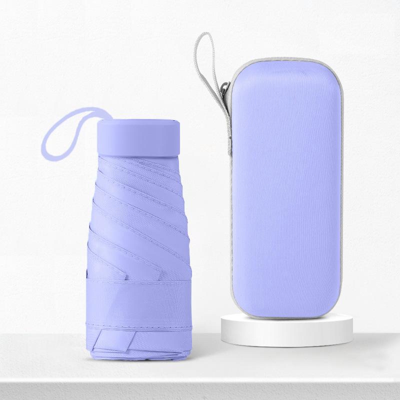 Mini Umbrella Capsule Umbrella Rain and Sun Protection Outdoor Travel Portable Sunshade Umbrella with Storage Box Zwq