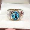 London Blue Topaz Oval Gemstone With 925 Sterling Silver Ring For Men's #B244 JL375676046544
