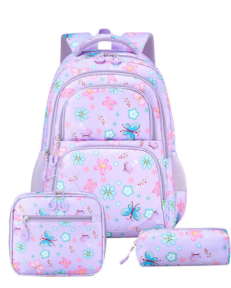 3 Pcs/Set floral print Children`s Backpacks