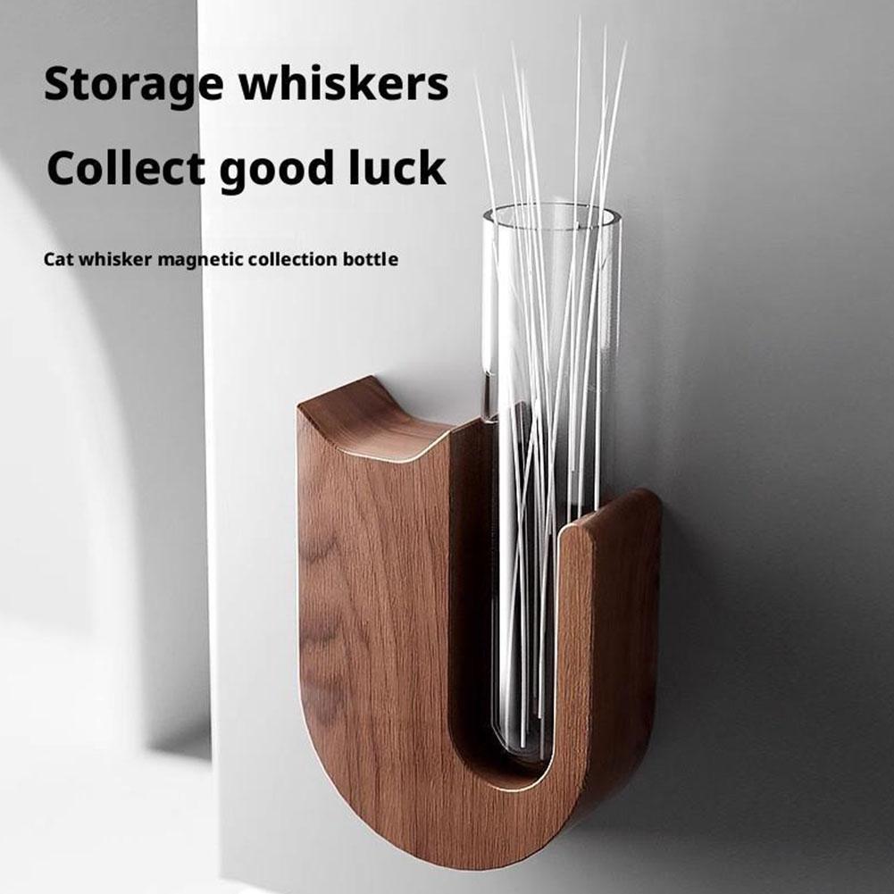 Cat Whisker Jar Mini Wooden Test Tube Vase For Whiskers Cat Whisker Collection Refrigerator Magnet Pet Hair Keepsake Bottles