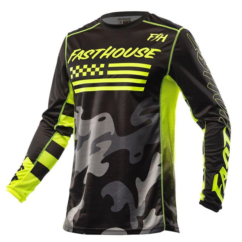 FASTHOUSE Camouflage Langarm Mountainbike Trikot Trail Riding Atmungsaktives Netz Radtrikot Herren