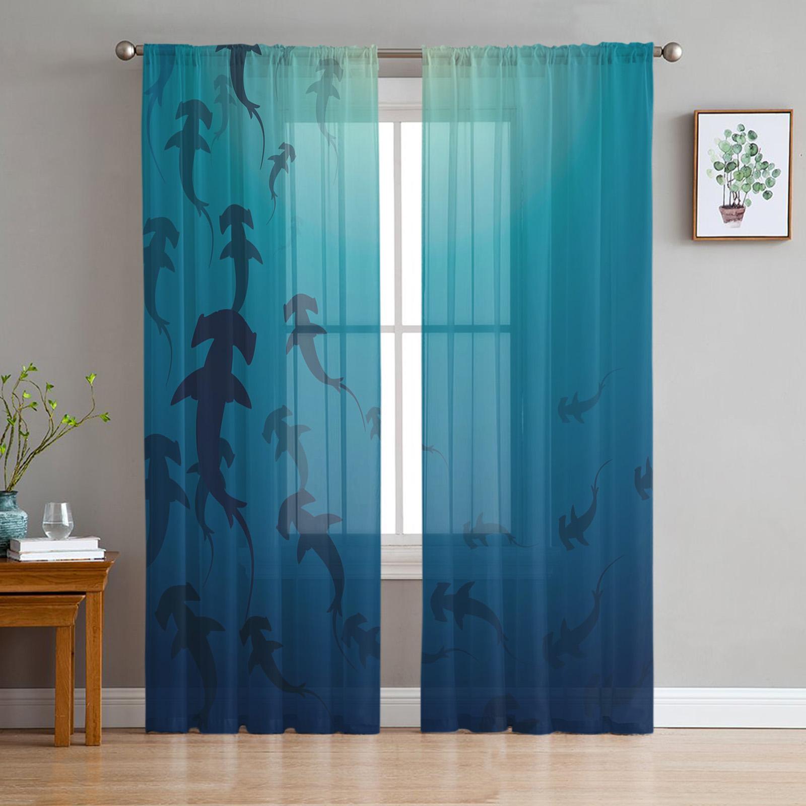 Тюлевые шторы с изображением акулы — фото 11