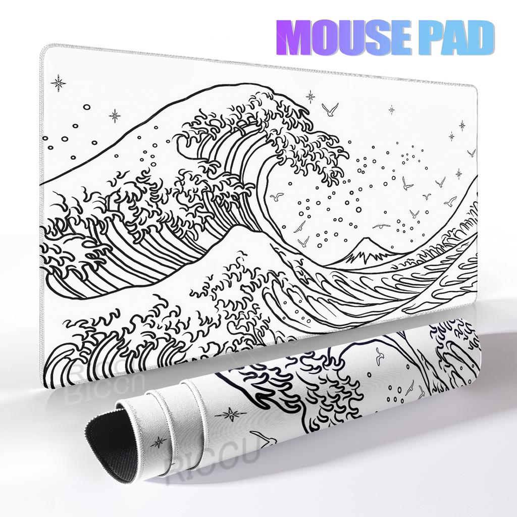 Large Mousepad Japan Great Wave Kanagawa Mousepad Keyboard Mat Deskpad Pc Game Desk Mats Company Mouse Pad Minimalist Mouse Mats
