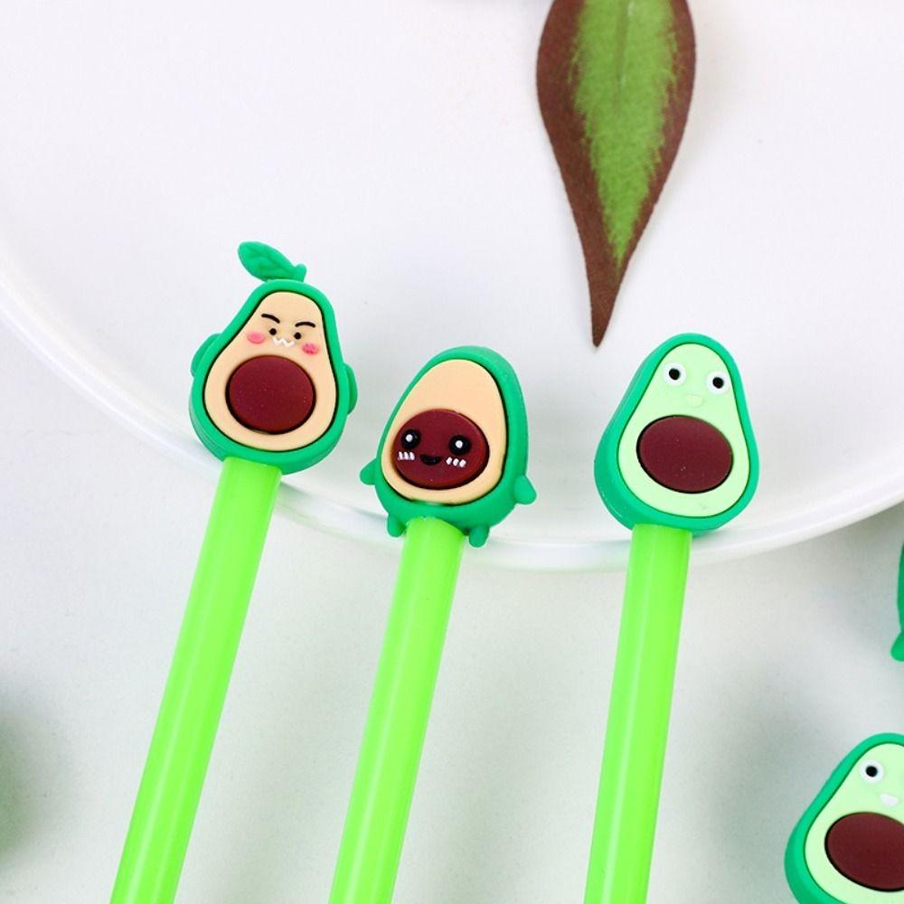

Пластиковая нейтральная ручка авокадо, зеленая мультяшная канцелярская принадлежность, многофункциональная черная ручка для подписи, офисная