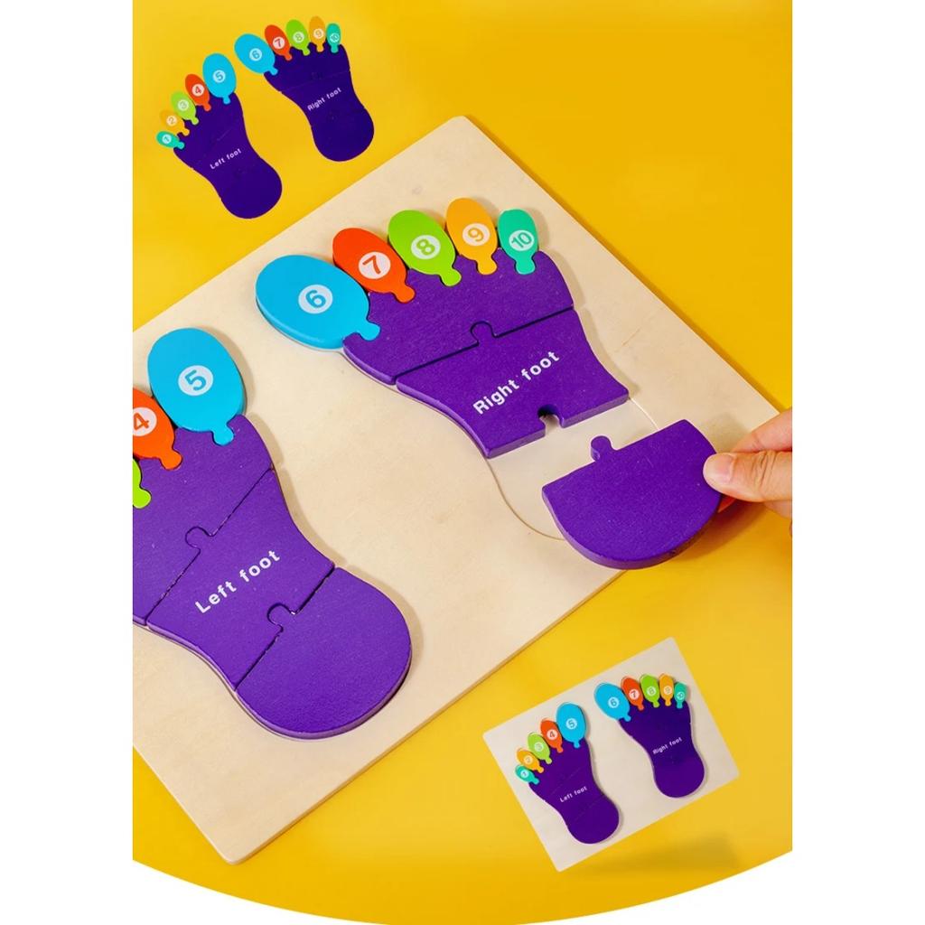 Palm Feet Busy Board Early Learning Educational Toys Puzzles Toddlers Gifts Wood Cognitive Montessori Toys for Children Kids