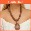 Modern Handgjord Träpärla Hänge Kedja För Kvinnor Med Geometrisk Design För Festtillbehör