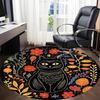 1pc Cat Flowers Office Round Area Rug, Under Office Chairs Bedroom Living Room Home Decor, Room Deco