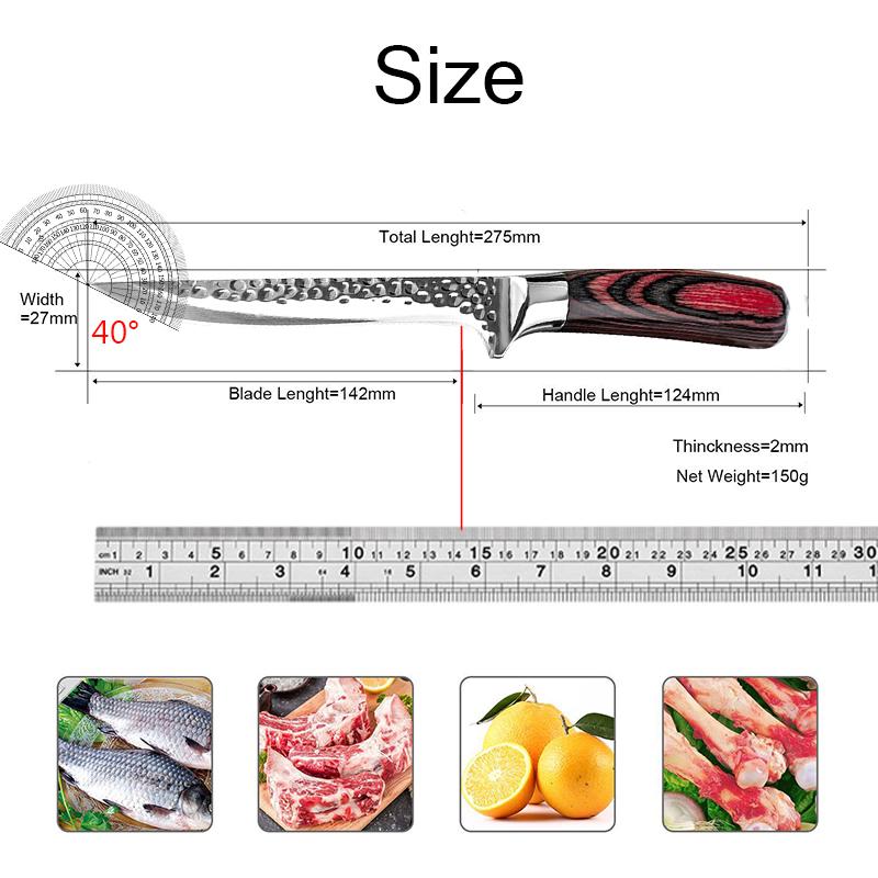 Hand-Forged Steel Kitchen Knives Professional Boning Knife Fillet Knife for Fish Meat Deboning Butcher Cleaver Cooking Tools