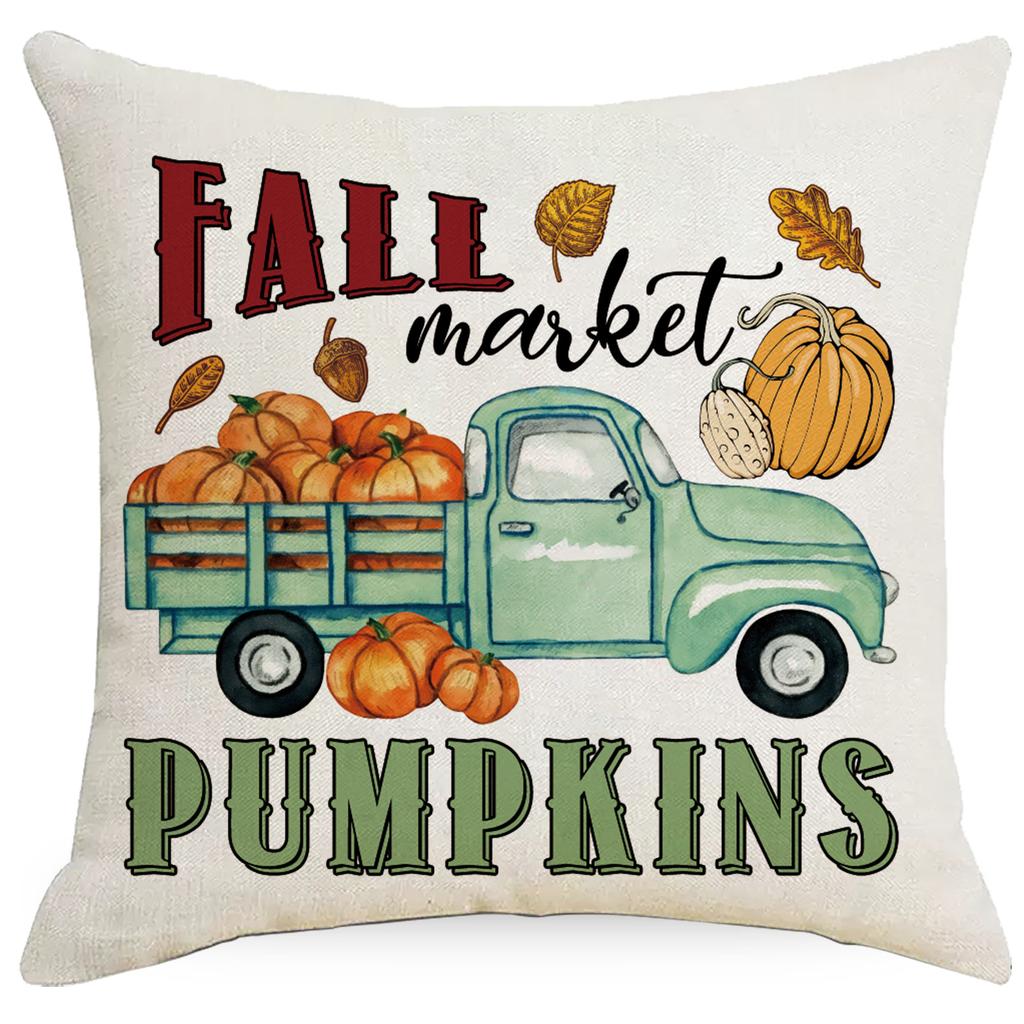 New Thanksgiving Pillow Cover Harvest Pumpkin Linen Living Room Sofa Pillow Cushion Cover Premium Durable Quality