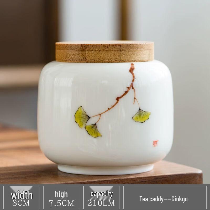 Керамическая чайница в стиле нефрита с бамбуковой крышкой