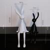 Creative Resin Black and White Cartoon Rabbit Family Desk Decorations - Set of Four