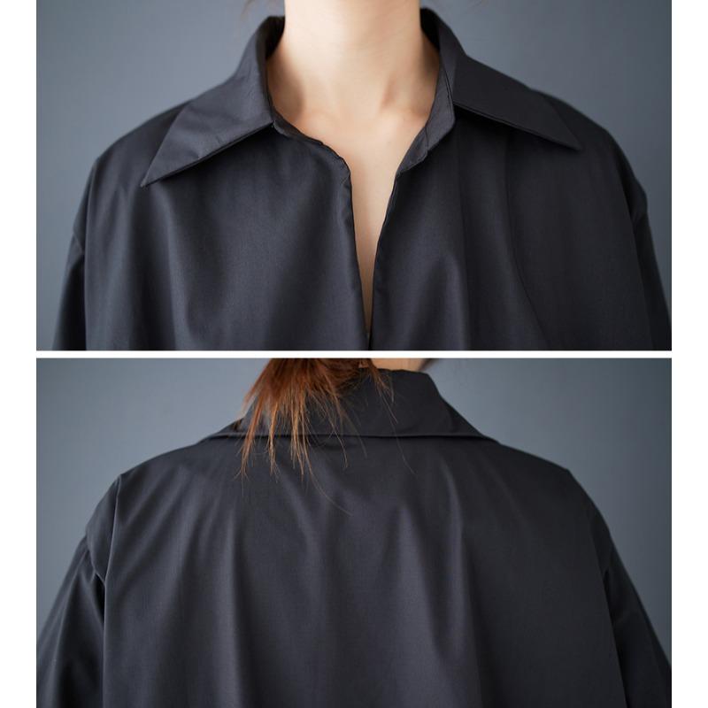 Dimanaf 2025 Taglie Forti Nuova Camicia Blusa Primavera Donna Manica Lunga Basic Moda Top T-shirt Larghe Tinta Unita