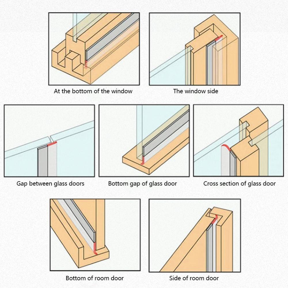 Self Adhesive Door Sealing Strips Window Silicone Draft Stopper Wind Dustproof Sound Insulation Tools