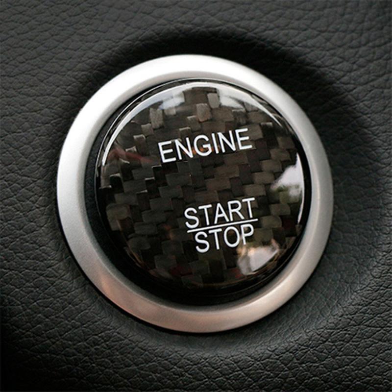 Autocolant nou din fibră de carbon pentru butonul Start Stop motor pentru Benz Clasa C GLC C200l