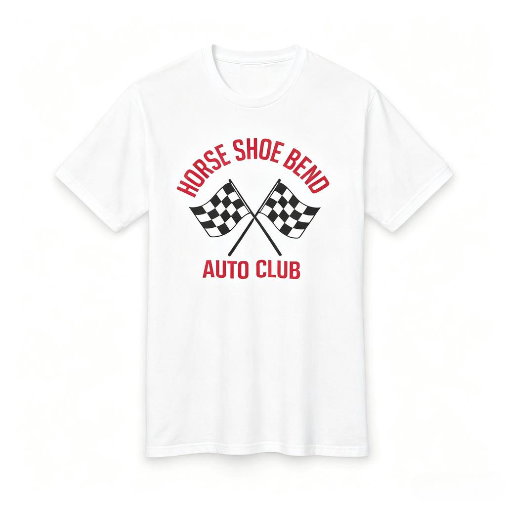 Horse Shoe Bend Auto Club Vintage Print Cotton ShortSleeve TShirt for Car Enthusiasts T Shirt Unisexs Clothing Unisexs T Shirt