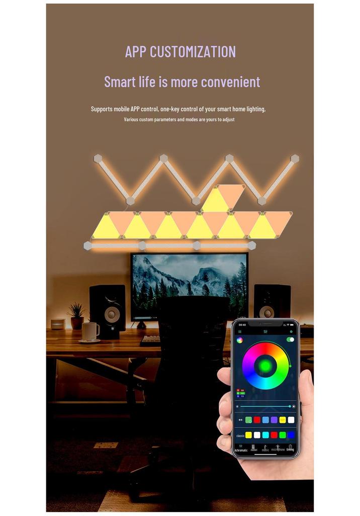 Smart RGB Constellation Light Panel: 3D Sound-Reactive Color Lamp for E-Sports, Wall or Bedroom Atmosphere.