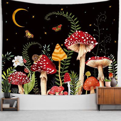 Mushroom Butterfly Moon Tapestry for Home Room Decoration Blanket for Bedroom Bedside Tapestry Tapestry for Bedhead