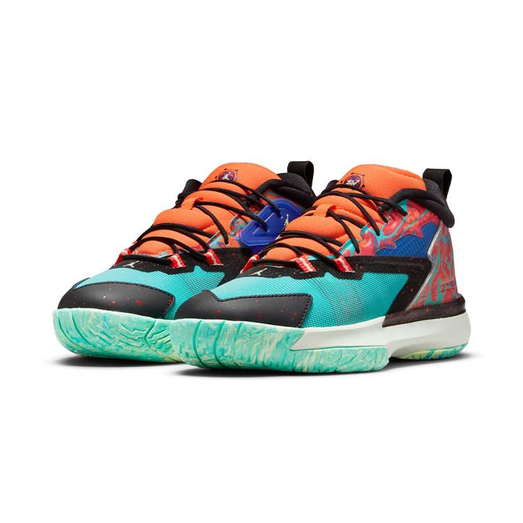 new Jordan Zion 1 Zion Mid Top Performance Basketball Shoes Orange Green Children Aged 3 7 Years Old