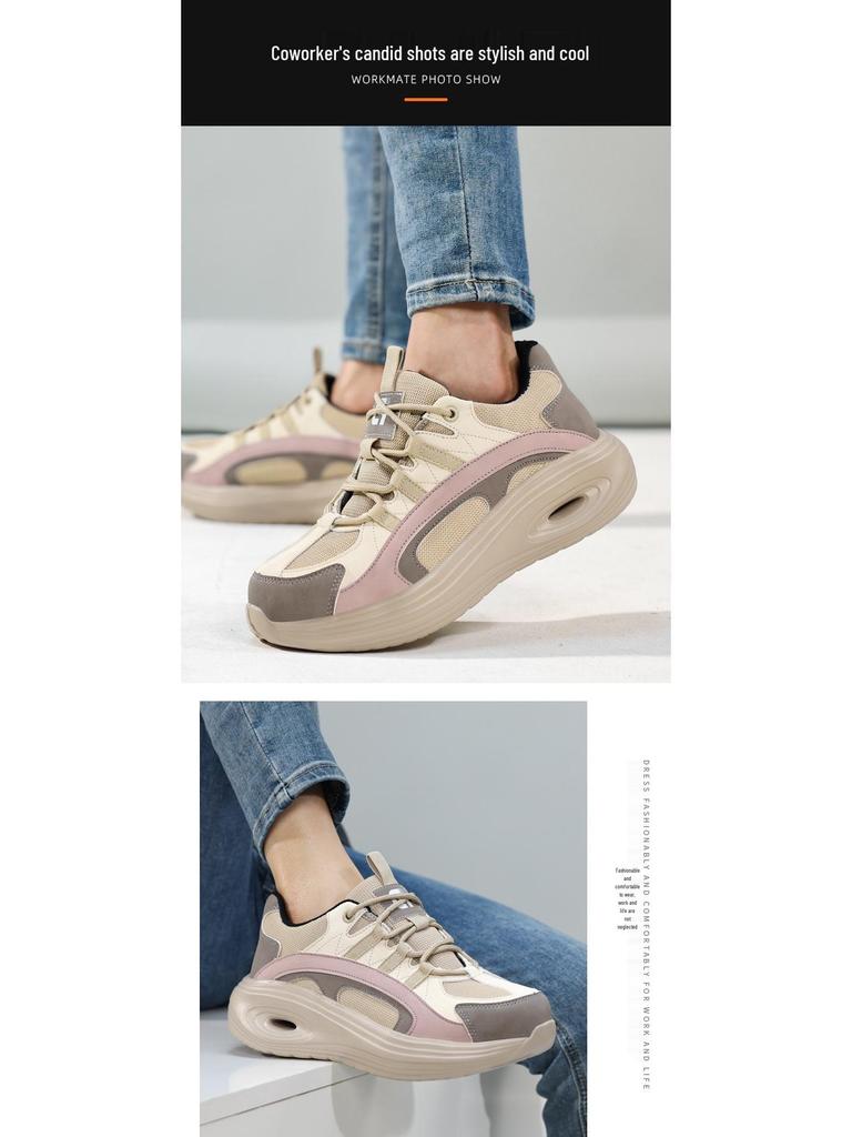 Zapatos de Seguridad Ligeros y Transpirables para Mujer - Cómodos Antiaplastastamiento, Antipinchazos, Zapatos de Trabajo Modernos para Largas Horas de Pie