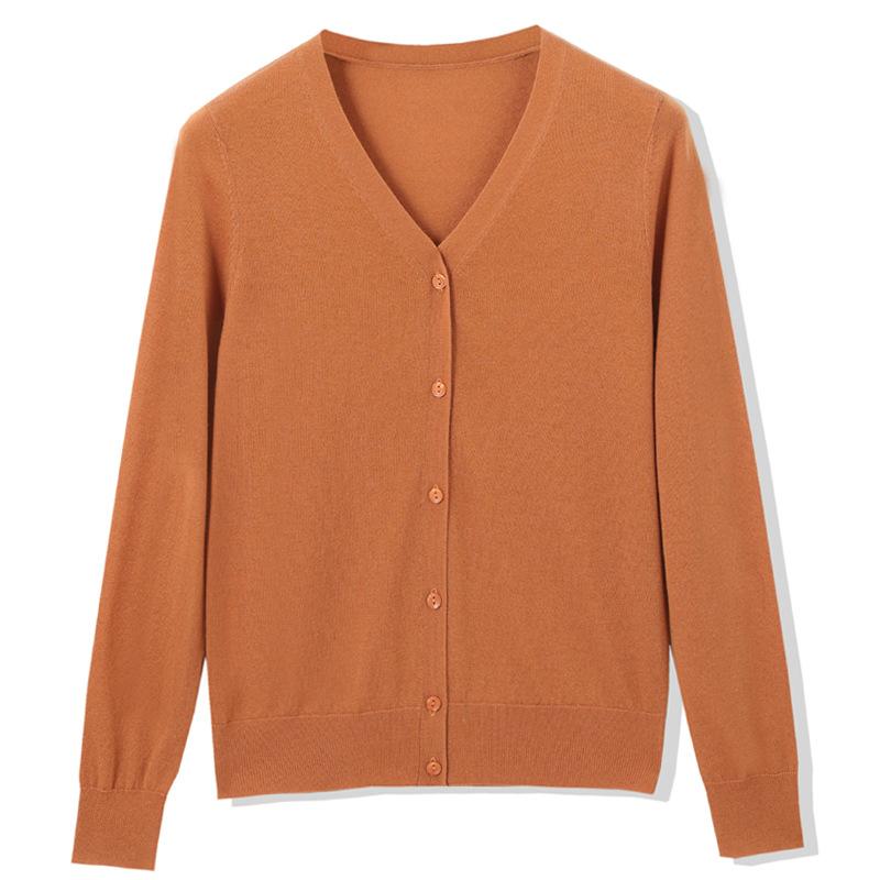 V-neck Long-sleeved Cardigan Women's Spring and Autumn New Korean Version Loose and Versatile Thin Sweater Jacket