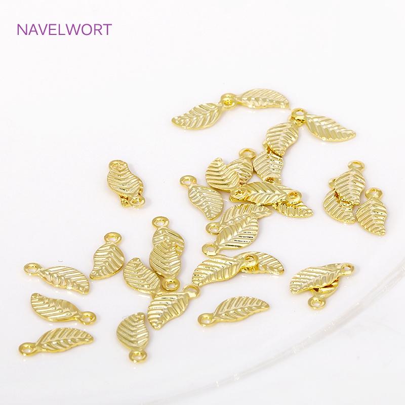 18K Vergoldetes Messing Mini Baum Blatt Blätter Charms Anhänger, Für Ohrringe Halskette Schmuckherstellung DIY Handgemachte Bastelware Großhandel