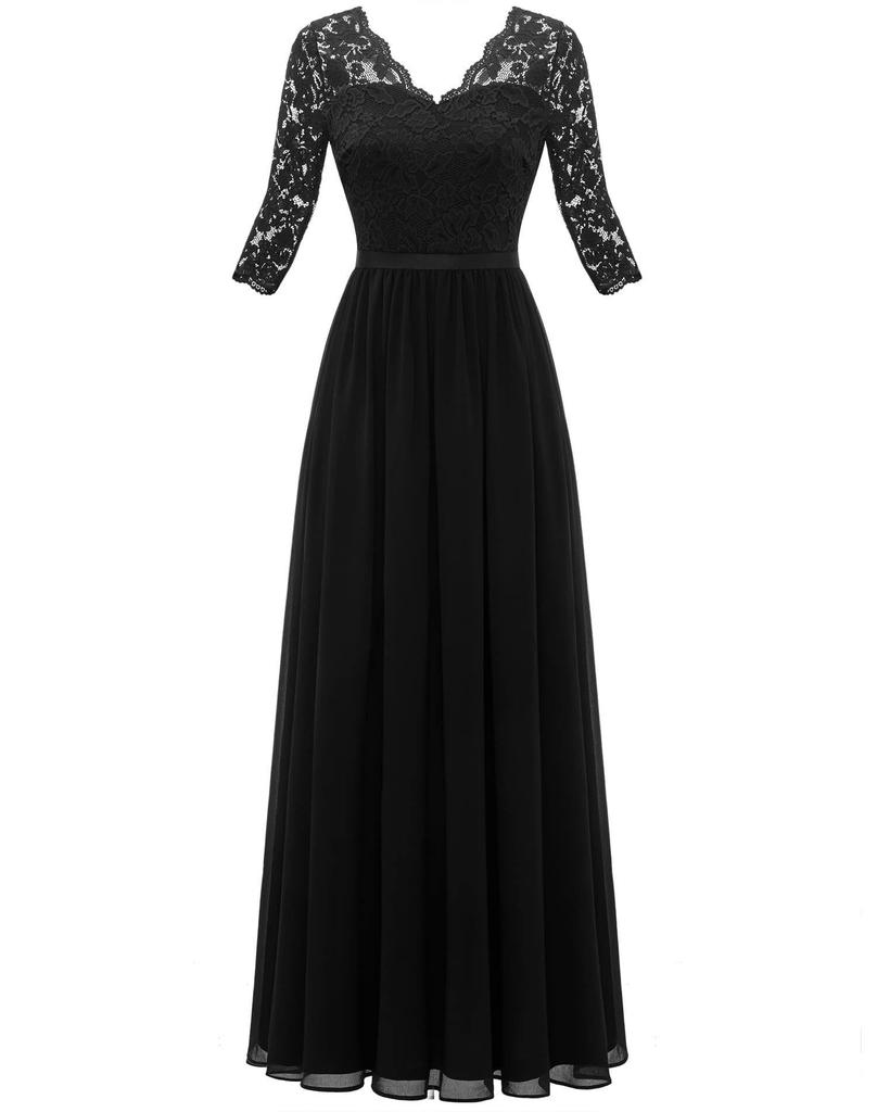 Elegant Lace Splicing Long Evening Dress for an Impressive Look