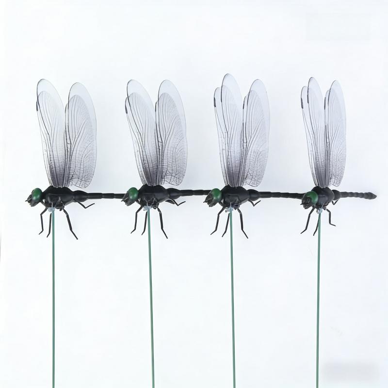 Dragonfly Card Holder with Insert Rod Outdoor Courtyard Lawn Decoration Ornament Halloween Thanksgiving Garden Statue Sculpture