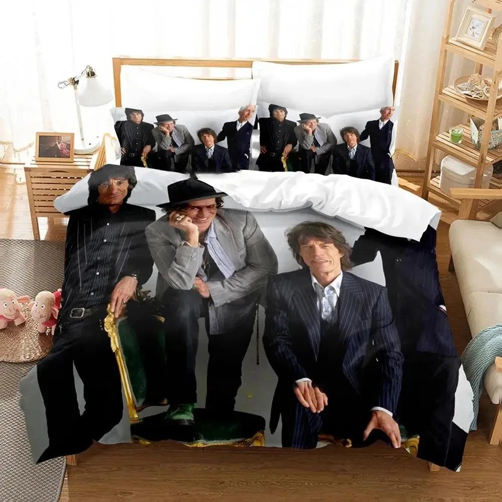 

3D Друк Логотип Rolling Stones Постільна Білизна Набір Підковдра Набір для Ліжка Покривало для Ковдри Наволочка Ковдра Розмір Кінг Квін Для Хлопчиків Дорослих 140x210cm 2pcs