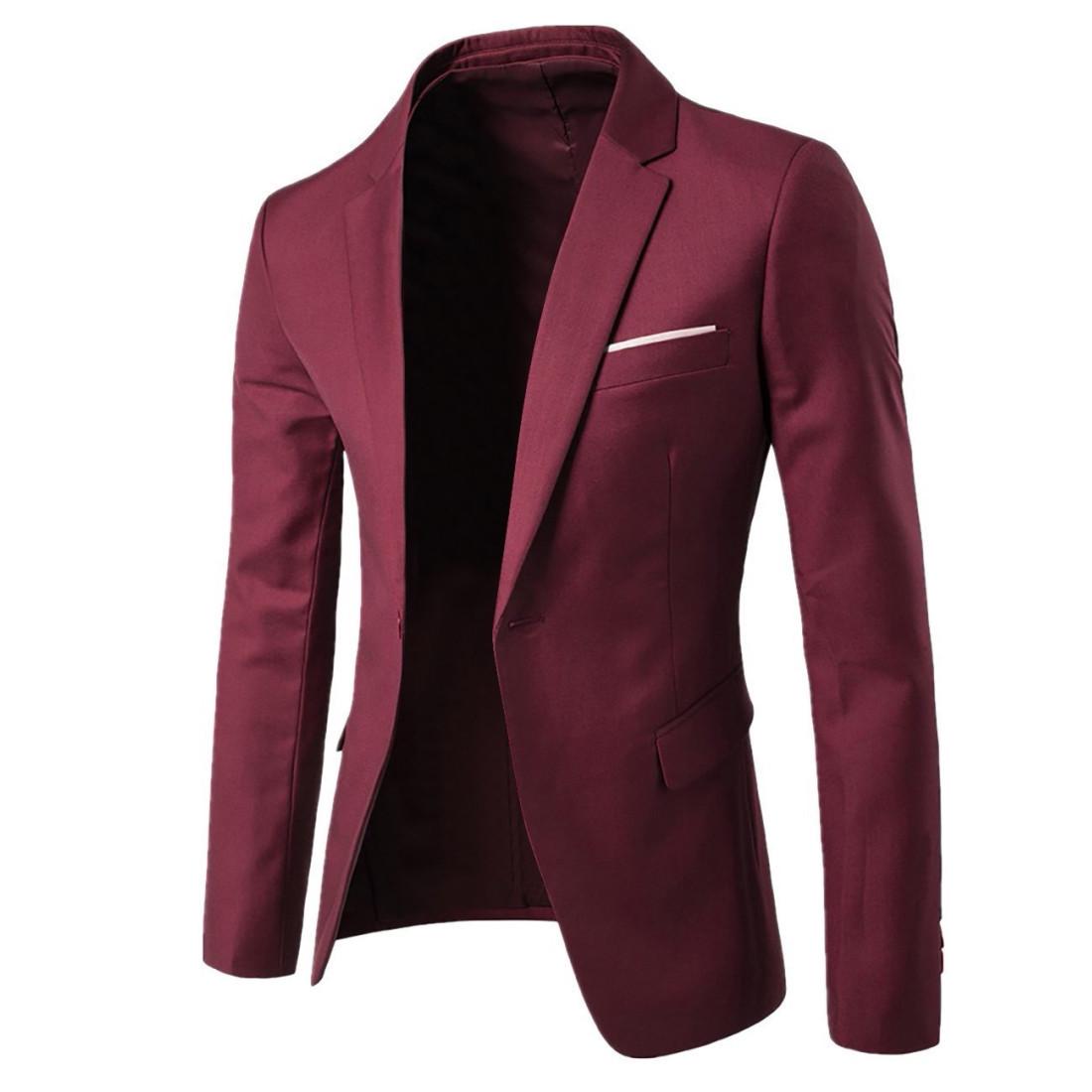 Chaqueta de Traje de Negocios de Corte Slim para Hombre Estilo Coreano Primavera y Otoño 2024 M rojo vino