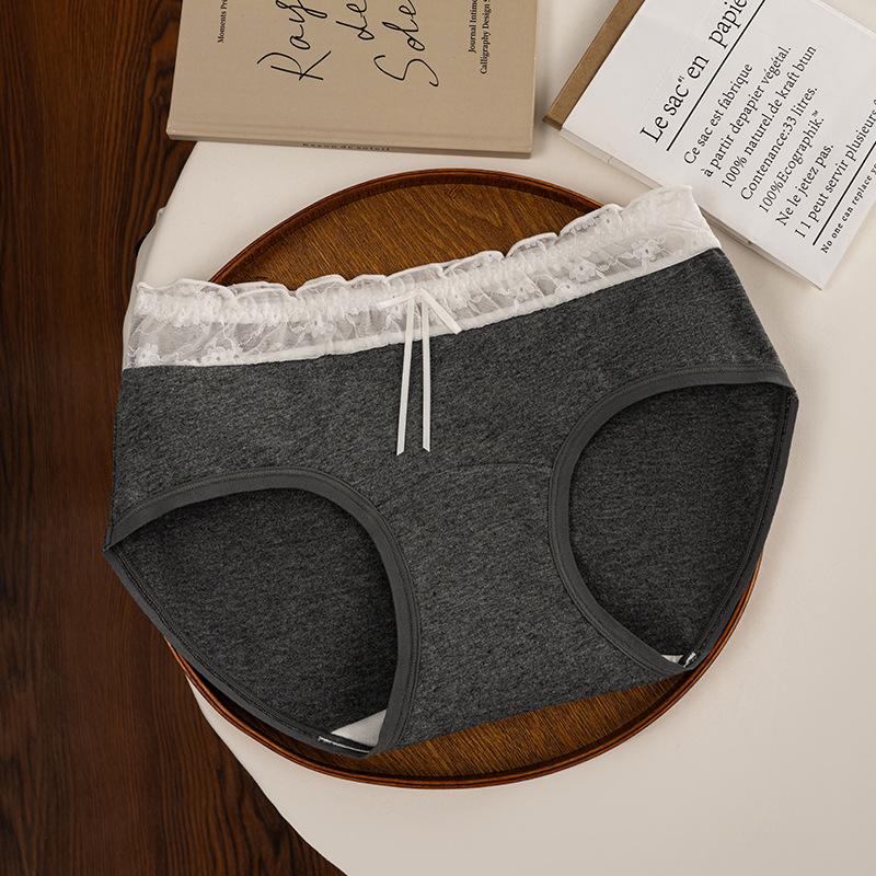 Ladies' Spring and Autumn New Pure Cotton Sexy Lace 10a Antibacterial Crotch Non Buttocks Underwear