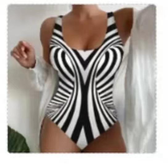 Swimsuit women's new sexy suspender striped bikini beach hot spring one-piece swimsuit