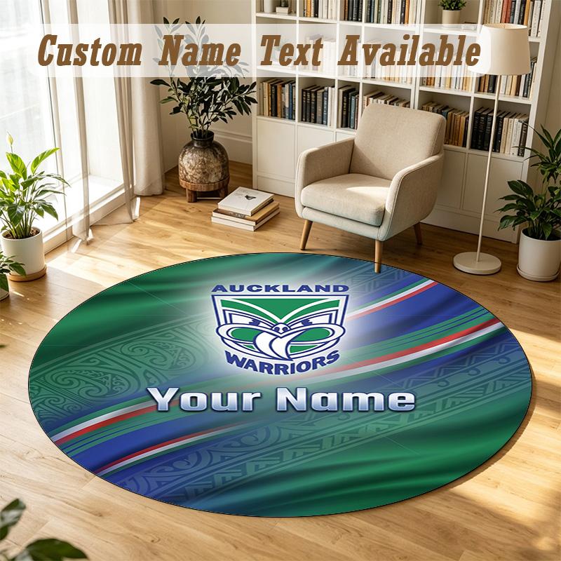 Round Rug Custom NameWigan Warriors Pattern Non Slip Carpet Home Floor Decor