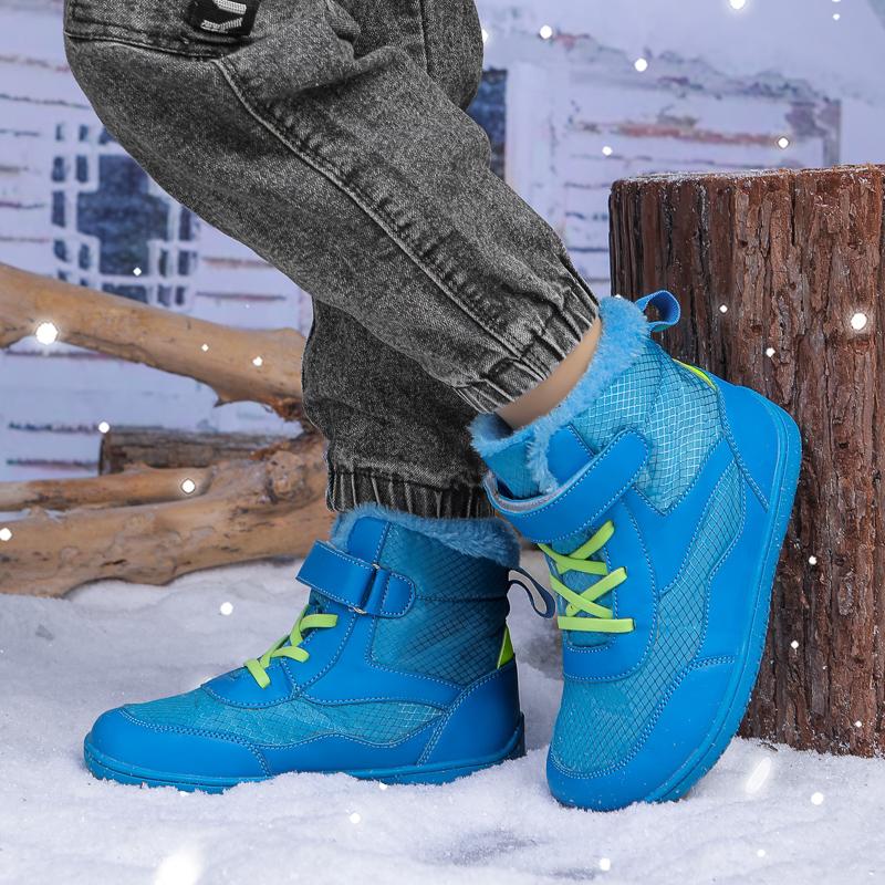 High-top Kids Cotton Shoes Plush Warm Snow Boots Boys Girls Winter Outdoor Hiking Sneakers Waterproof Non-slip