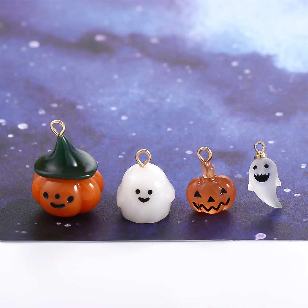 1pc Bracelet Necklace Pendant Resin Earring Halloween Charms Pumpkin Pendant Jewelry Making Gift