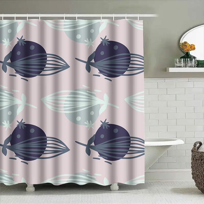 

Vibrant Floral Shower Curtain Blue Purple Design for Bathroom Decor Customizable Size Easy Installation Perfect Gift Idea! 90x180cm
