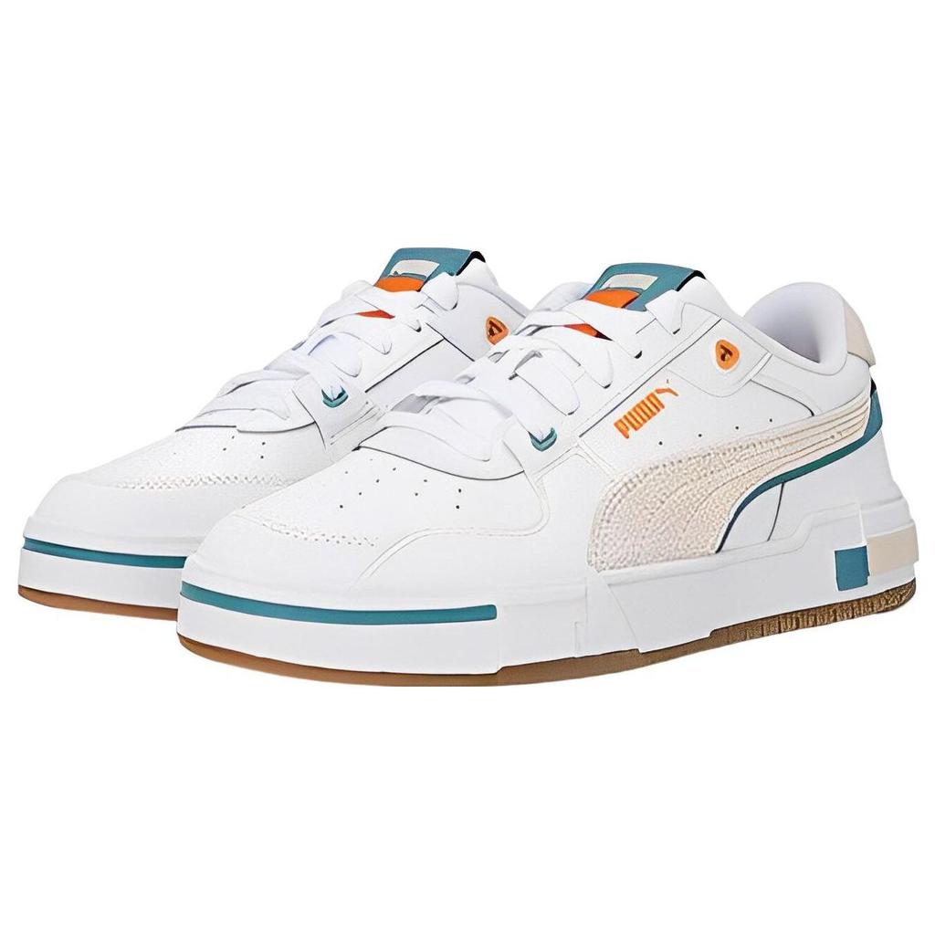 Puma Leather Low-Top Sneakers Unisex Sneakers White Brown Green 393276-02