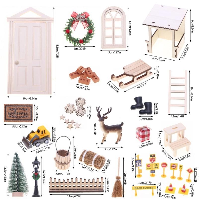 Natural Wood Texture Tiny Home Holiday Items 42Pcs DIY Seasonal Display Safe For Children