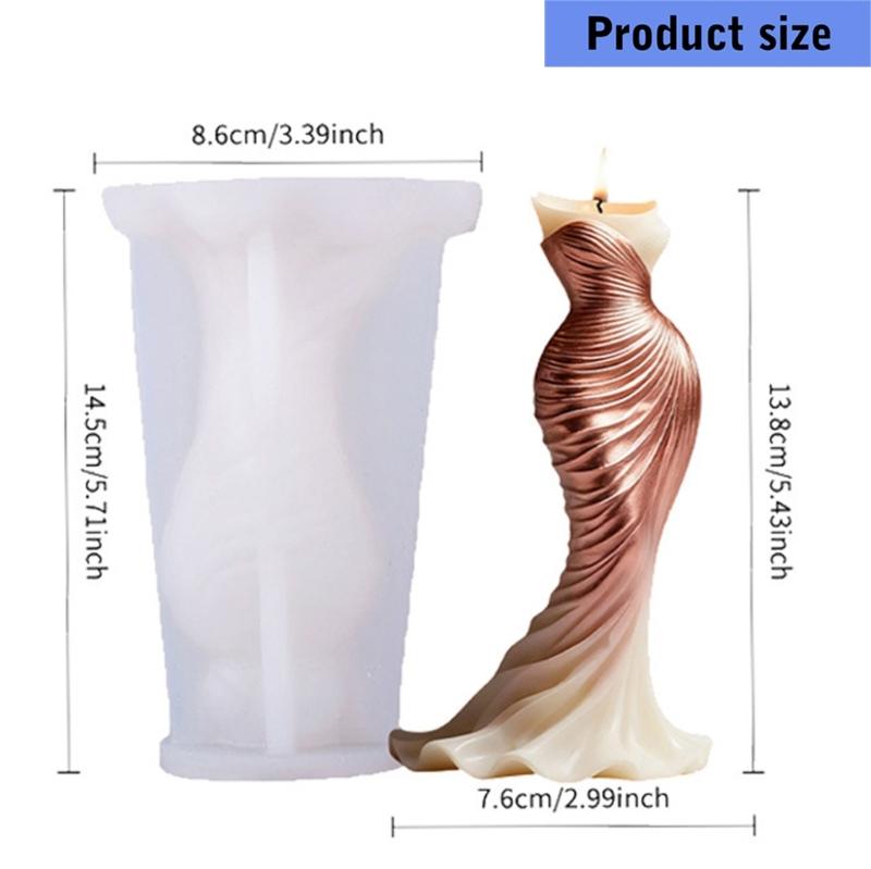 Fishtail Dress Silicone Molds Food Grade Silicone Baking Molds for Making Candle Soap Candy Wedding Cake Decoration