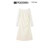 Peacebird Women's Long Sleeve Pleated Hepburn Style Midi Dress