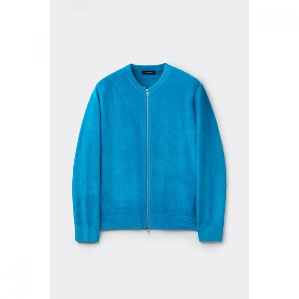 Customellow Off Season Blue Chenille Round Zip Up Cardigan Cwwaw25713bux S