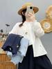Spring 2026 Retro Embroidered Cotton Gauze Shirt with Wood Ear Collar - Women's Artistic Casual Top