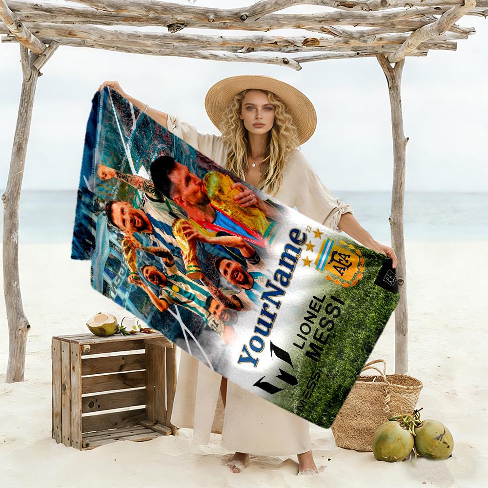 Messi Personalisiertes Text Strandtuch Hohe Saugfähigkeit & Schnelltrocknend Perfekt für Reisen Yoga Camping und Schwimmen