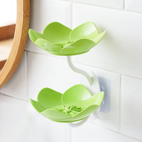 2/4Pcs Soap Box Double-Layer Design Suction Cup Soap Rack No Drilling Installation