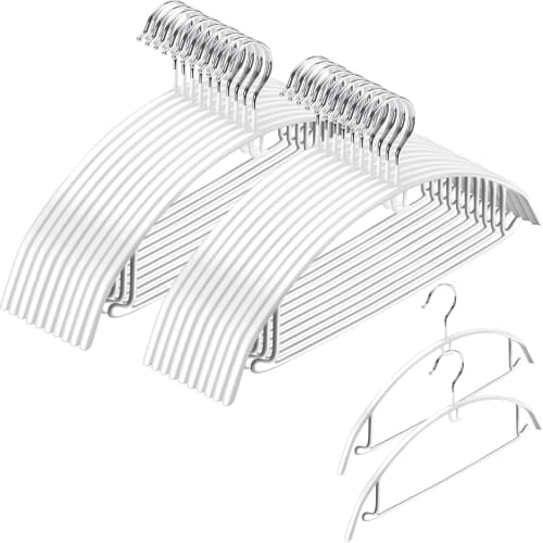 

Соединяемые вешалки для тройной вместимости: Набор из 20 штук от TITIROBA, Нескользящие, Противоскользящие, Не оставляющие следов, С соединительными крючками, Белые