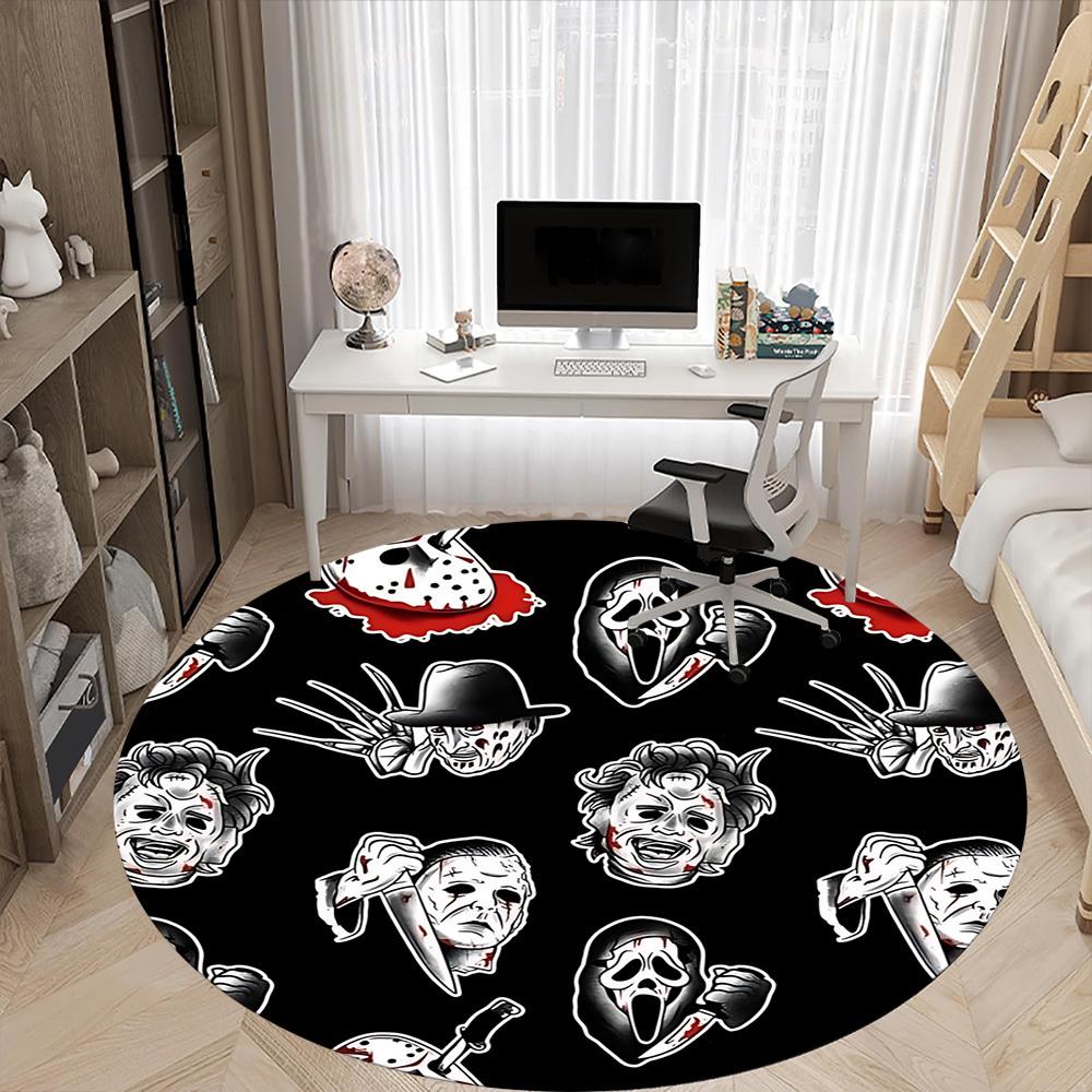 1 Stück Horrorfilm-Charaktere Stuhl Teppich für Büro, Innenbereich Rutschfest Waschbar Polyesterfaser Teppich, Matte Für Büro, Maschinenwaschbar