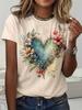 Women'S Floral Heart Graphic T-Shirt - Lightweight Everyda