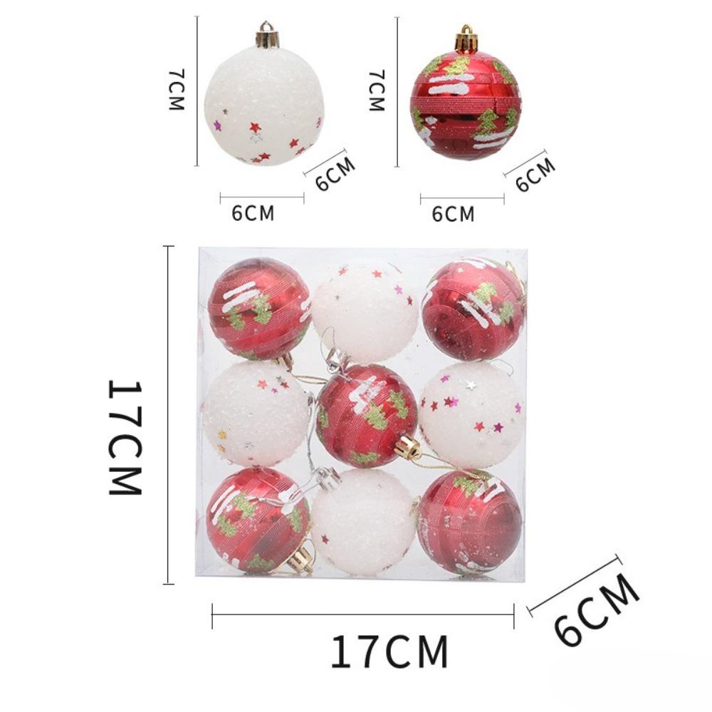 Christmas Hanging Ball, Christmas Tree Decoration, Snowflakes, Five Stars, Christmas Ball, Accessories, Combination, 6cm, 9-piece Set
